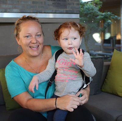 woman with baby